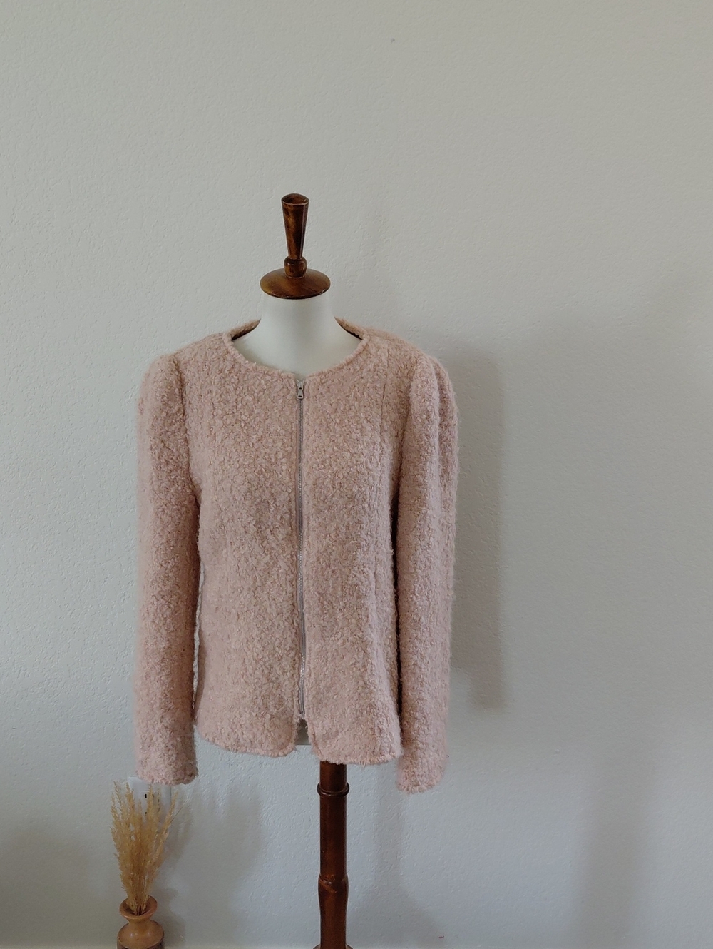 Rebecca Taylor Fuzzy Jacket In Blush Pink